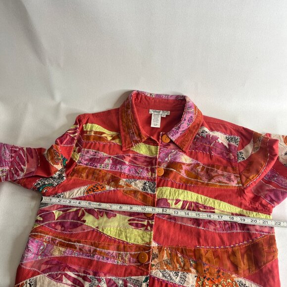 Coldwater Creek Womens Blazer Jacket Size Large Multicolored Button Up Patchwork - Picture 9 of 10